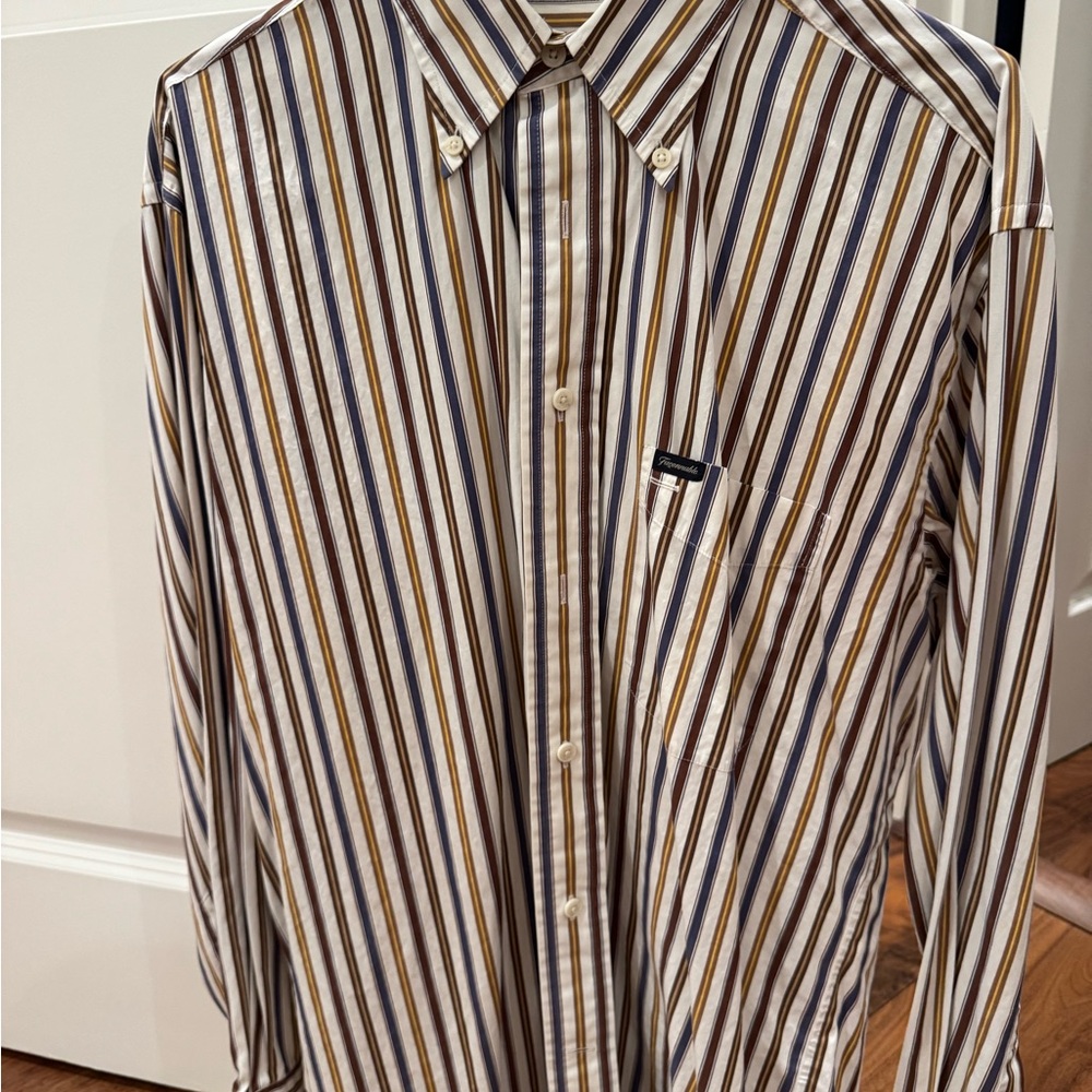 Faconnable Men's Striped Shirt - Blue, Brown, White